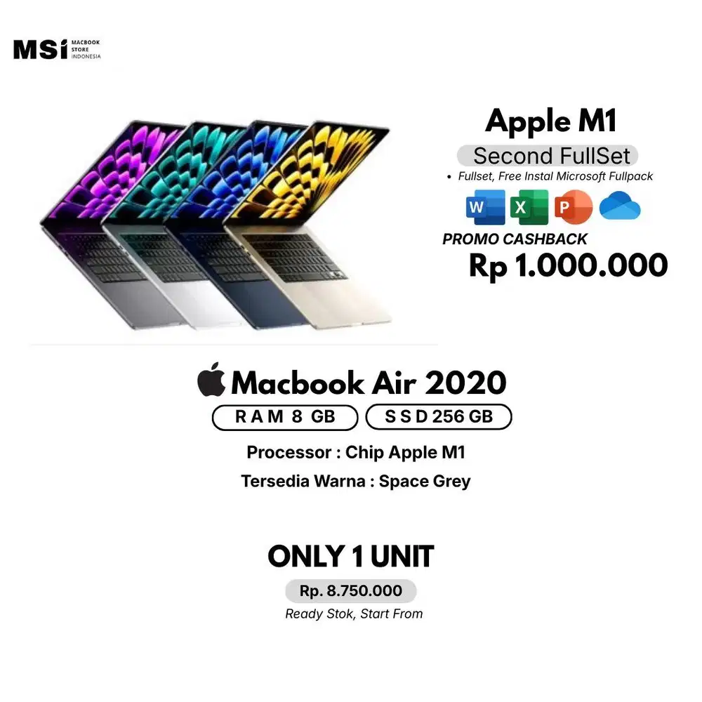 MacBook Air 2020 — RAM 8GB / 256GB SSD — Apple M1— Mulus & Siap Pakai
