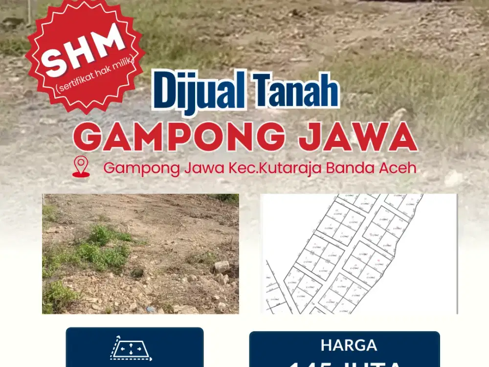 Dijual Tanah SHM 150 m² di Gampong Jawa, Kutaraja – Lokasi Strategis Banda Aceh