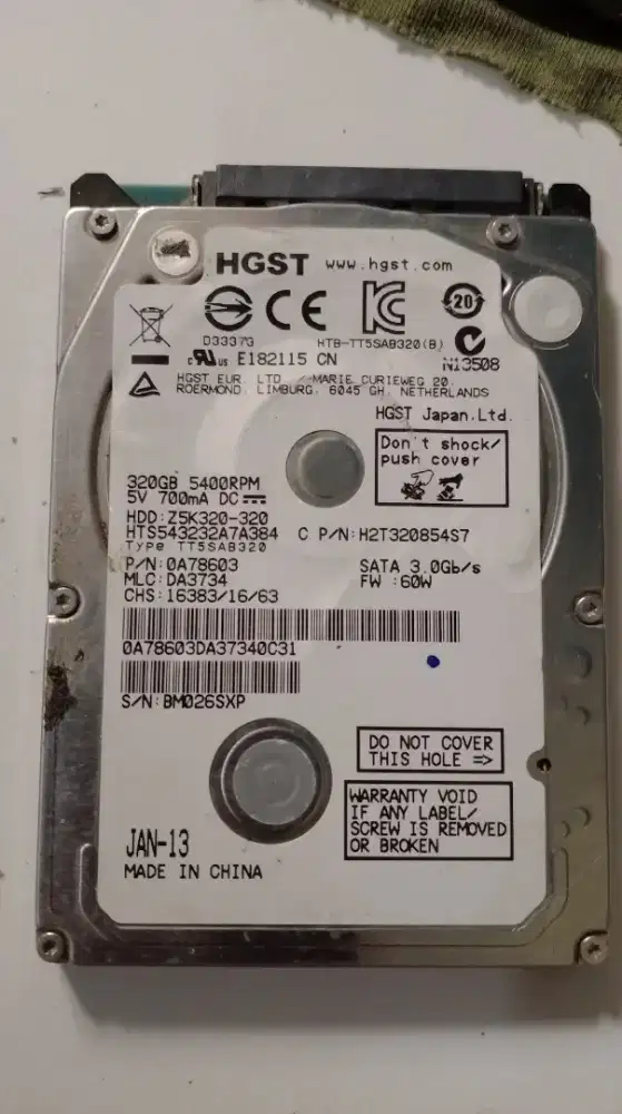 hdd 320gb,ram 8gb
