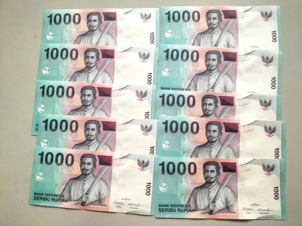 10 Lembar Uang Kertas Pattimura Tahun 2013 Baru.