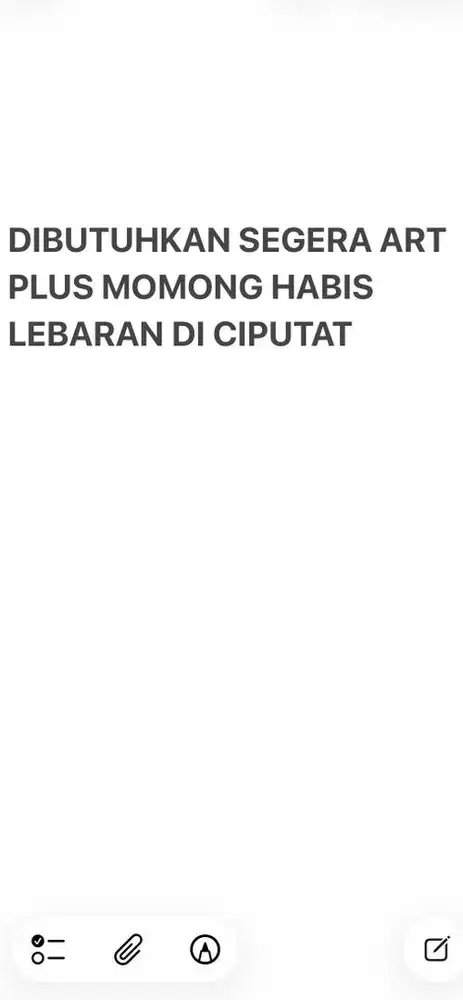 Butuh ART plus momong menginap segera