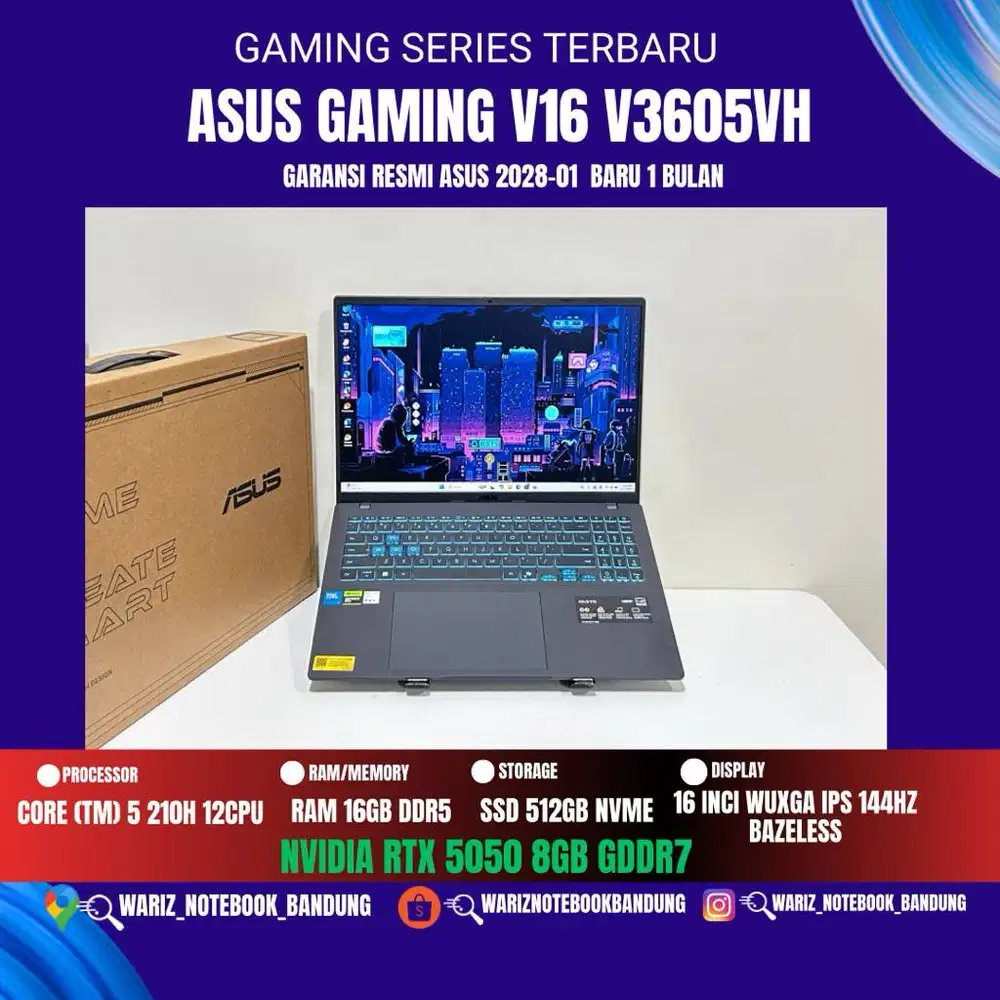 ASUS GAMING V16 V3607VH CORE 5 210H NVIDIA RTX 5050 8GB GDDR6 RAM 16GB