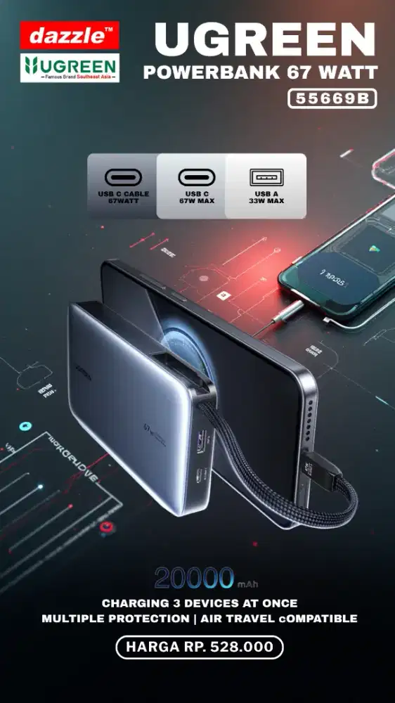 UGREEN POWERBANK 67WATT (55996B)