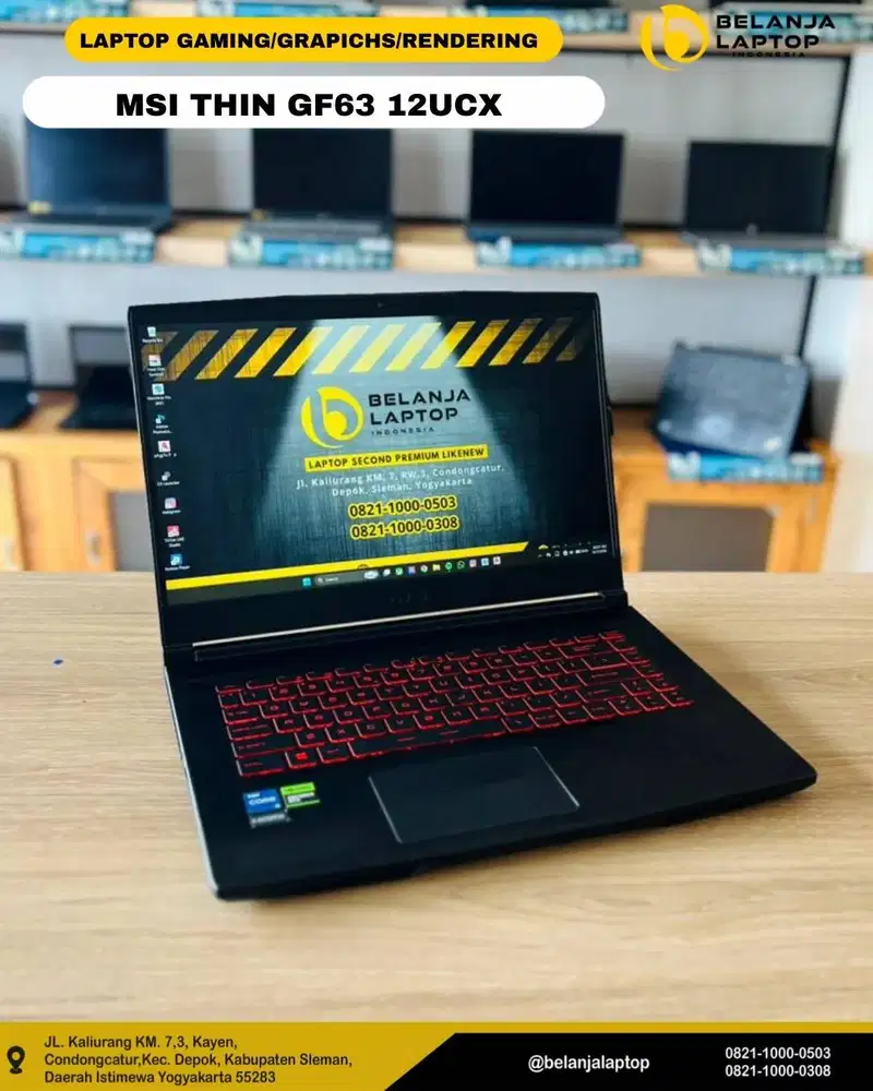 MSI Thin GF63 12UCX/intel i5 gen 12/8GB/512GB/RTX 2050/144hz/TERMURAH!