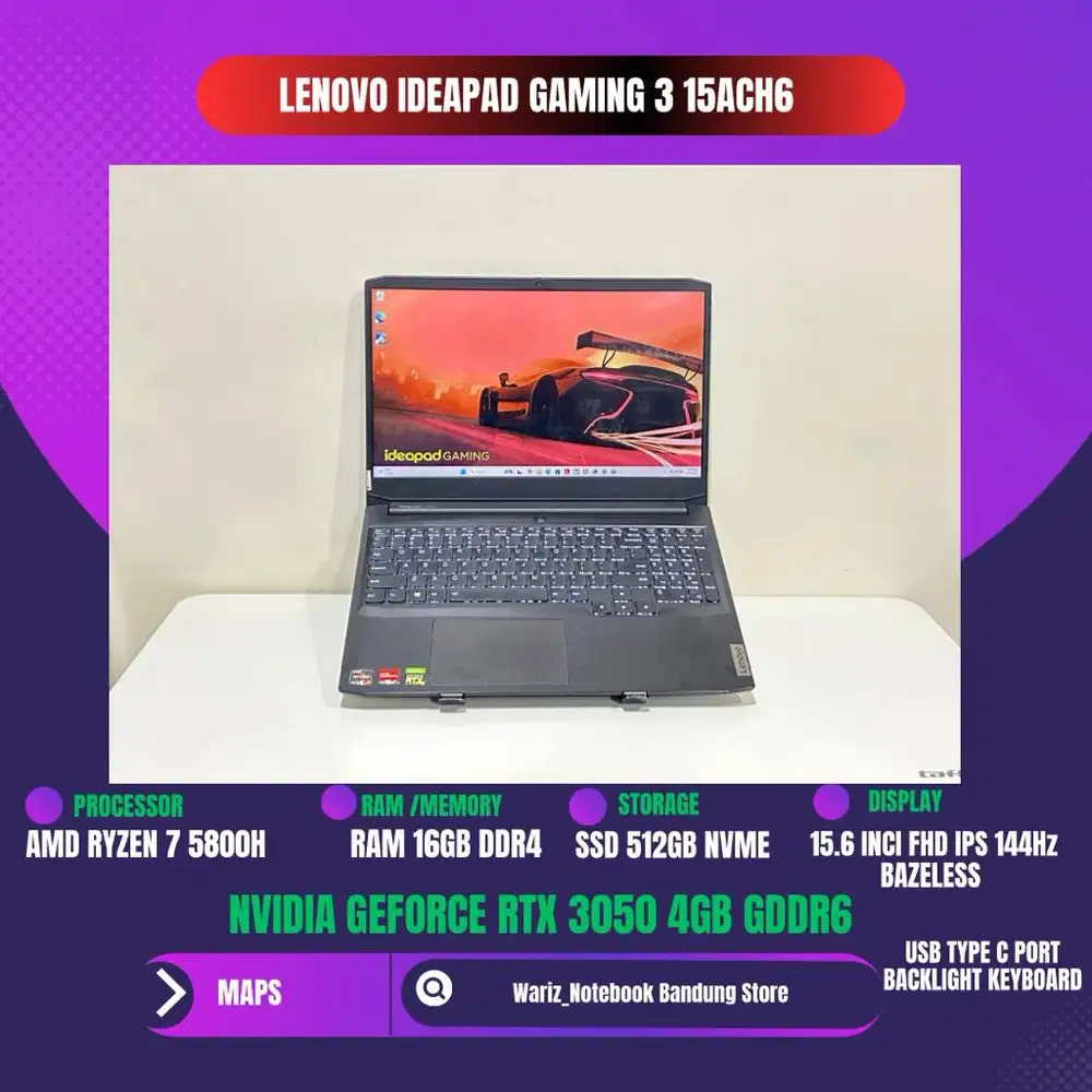 LENOVO IDEAPAD GAMING 3 15ACH6 AMD RYZEN 7 5800H NVIDIA RTX 3050 RAM 1