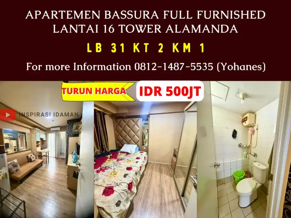 Apartemen Bassura 2BR Lantai 16 Tower Alamanda Full Furnished