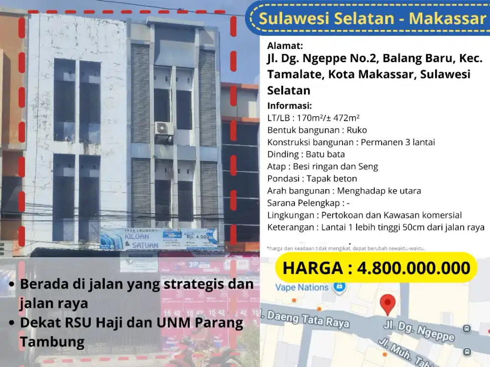Di jual Ruko Strategis Jalan raya 2 arah