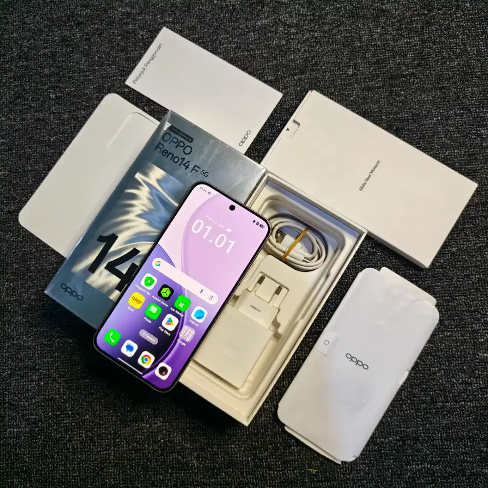 Oppo Reno 14F 5G Second Ram 12/256 GB Fullset Original Mulus Nominus