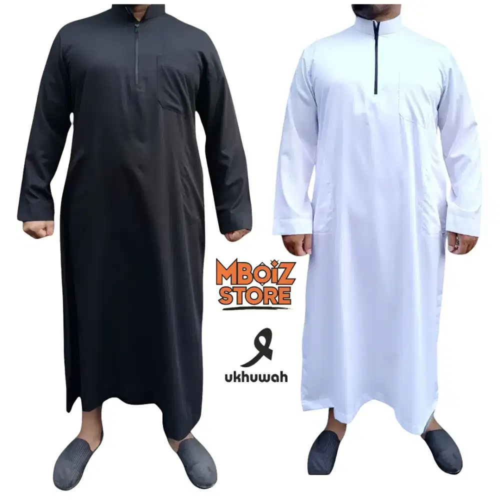 Jubah Polos zipper Pria