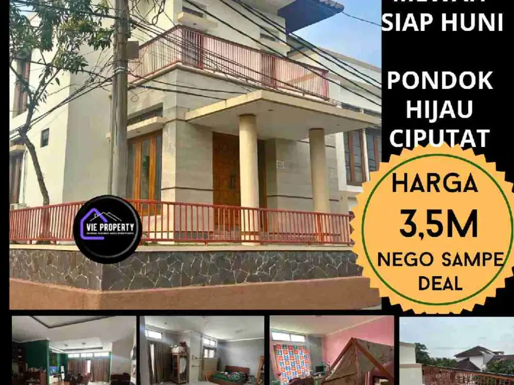 Dijual cepat rumah hook kokoh 2 lantai dalam komplek strategis di Pondok Hijau Ciputat
