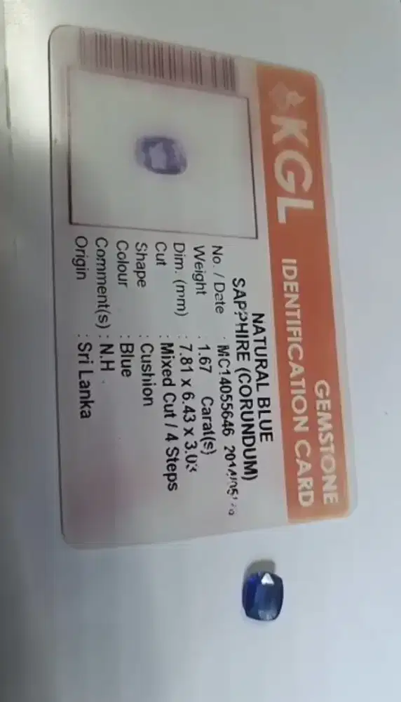 Murah permata blue safir No head Srilangka ada surat warna bagus