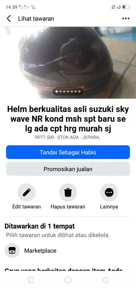 Helm berkualitas asli dr akywave NR Suzuki kond spt baru hrg murah sj
