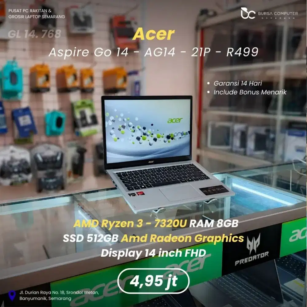 ACER Aspire Go 14 AG14-21P | Ryzen 3 7320U 8GB 512GB