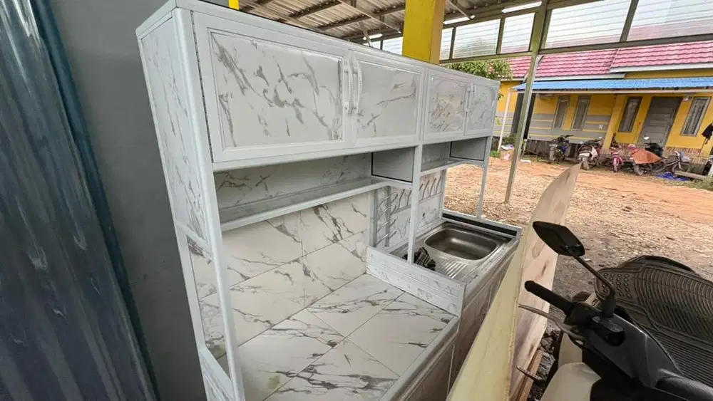 jual kitchen set aluminium murah ukuran 180 x 50 tinggi 170