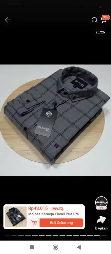 Kemeja Flannel Pria Lengan panjang