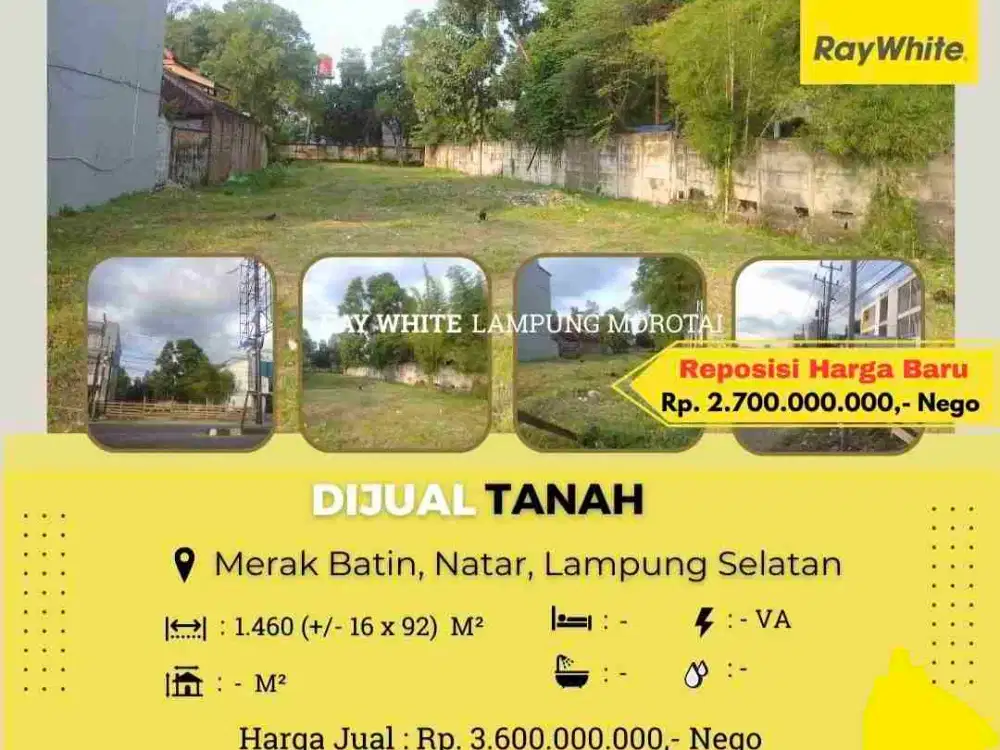 Tanah Pinggir Jalan Utama Merak Batin Lampung Selatan