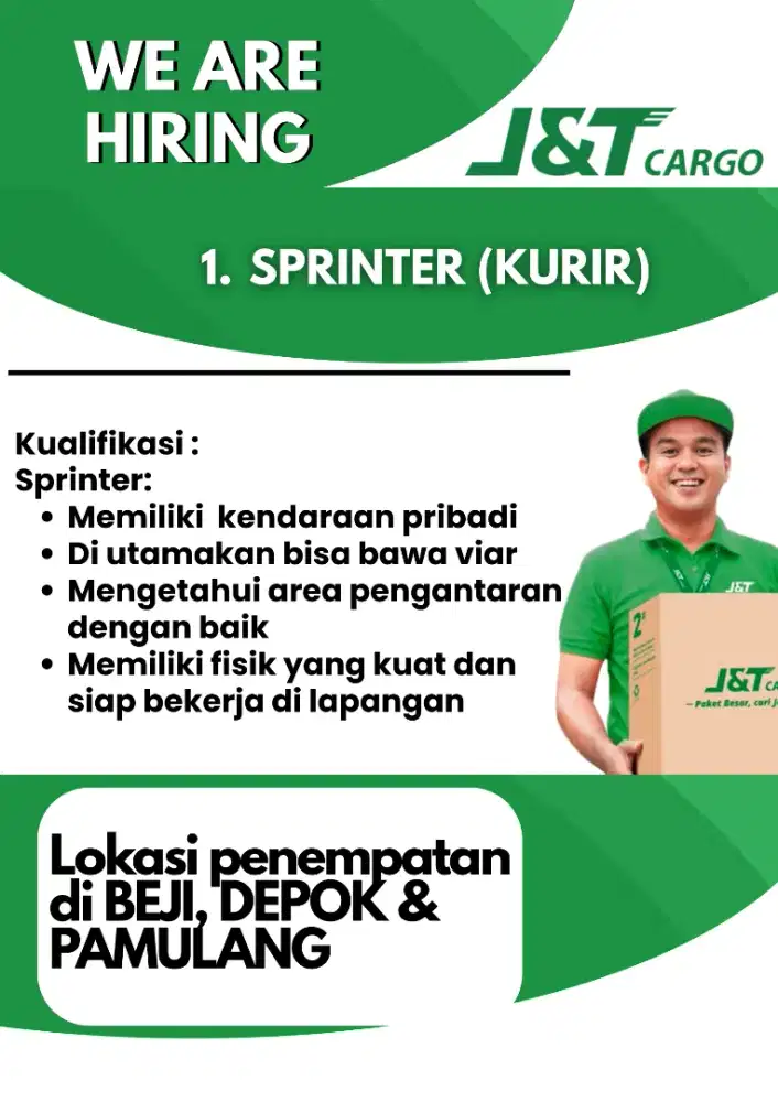 Dibutuhkan Kurir/Sprinter JNT CARGO