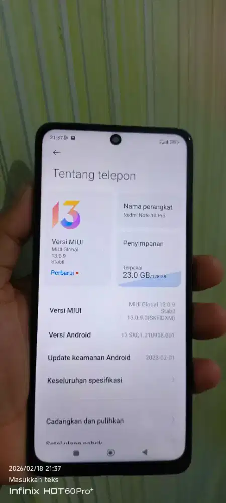 Redmi not 10 pro.  8/128 minus gantian lcd SMA bcdoer retak