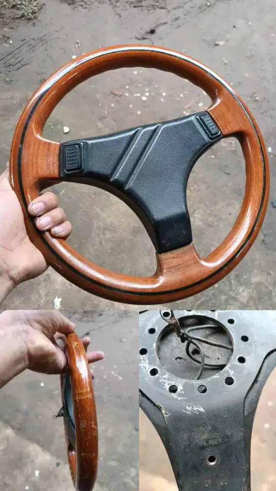 Setir / stir / steer selm kayu made in italy ccok untuk mobil 90an