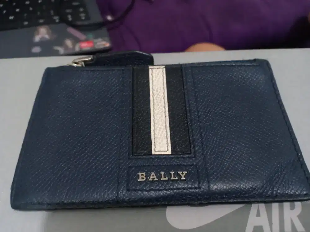 Dompet Kartu Bally Dompet Kartu Zip Kulit Original Navy