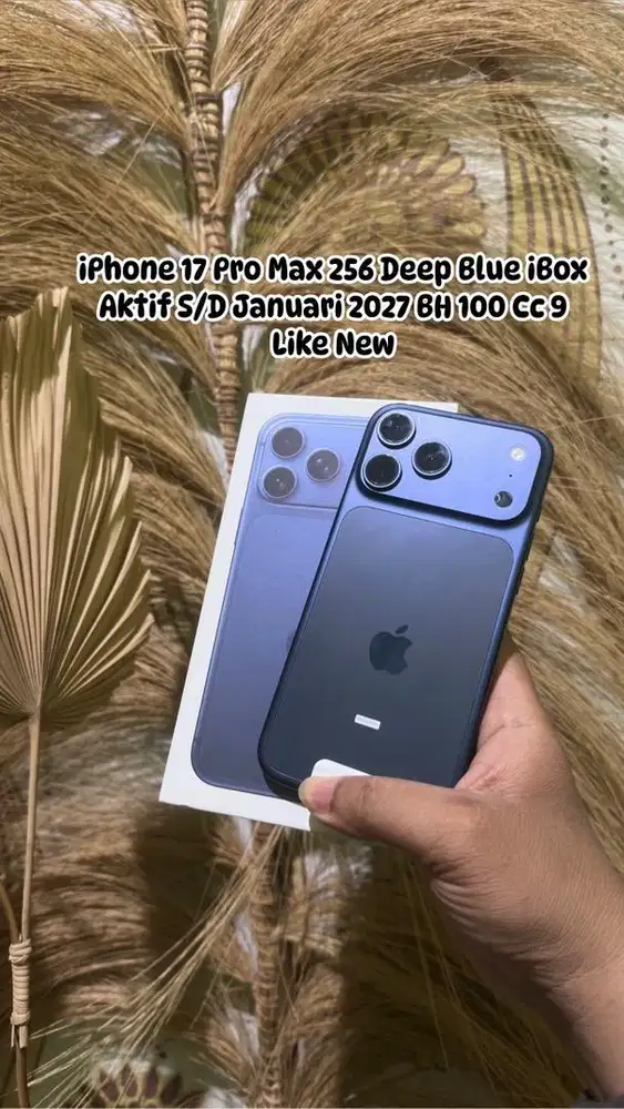 iPhone 17 Pro Max 256 Blue iBox Aktif S/D Januari 2027 BH 100 Cc 9