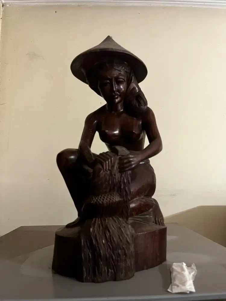 Patung Petani Kayu Jati vintage