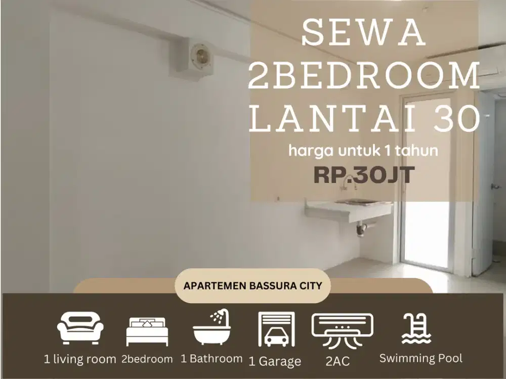 sewa 2 kamar kosongan samping mall lantai 9 apartemen bassura city