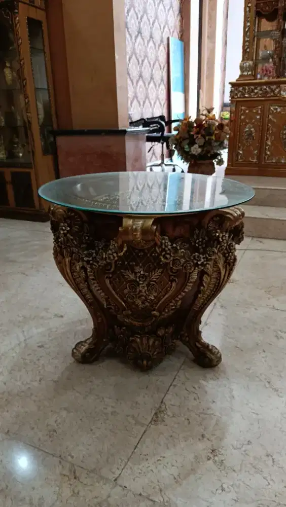 Meja Tamu Klasik Ukir Mewah – Elegan & Kokoh – Siap Pakai