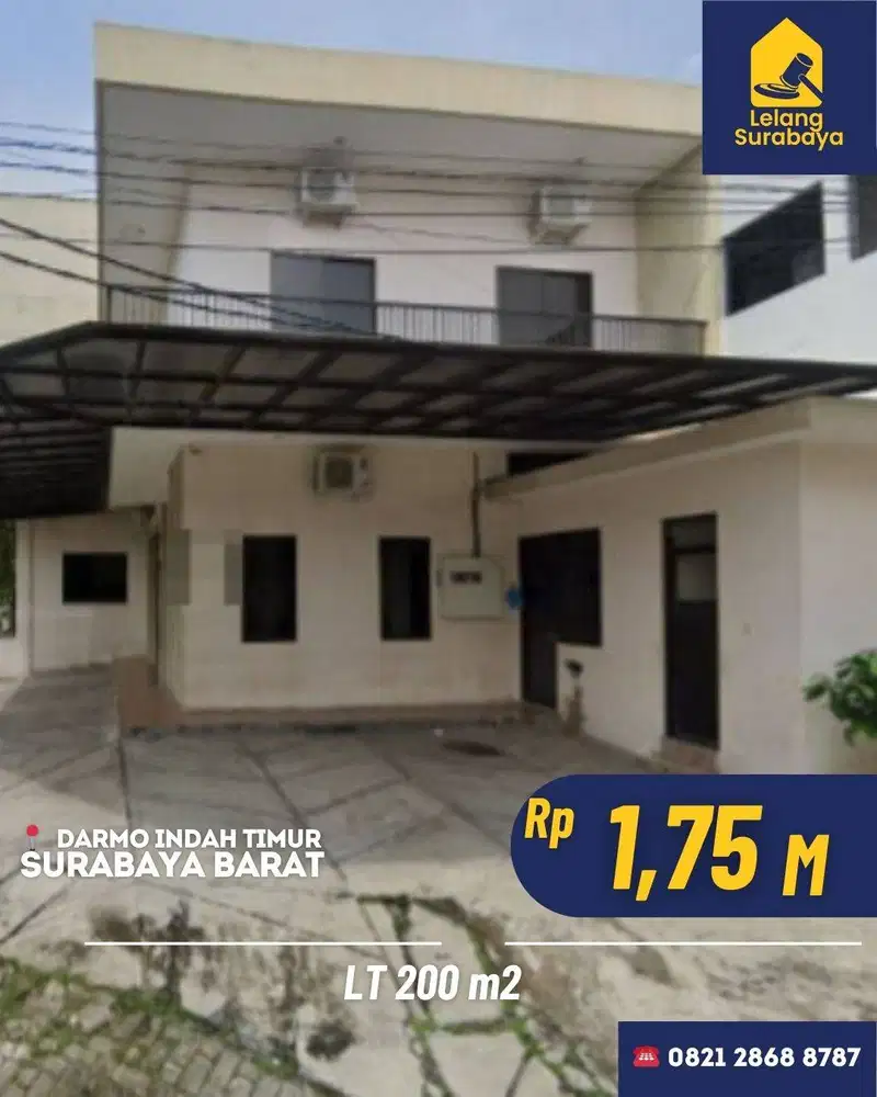 Segera dilelang rumah di kawasan Darmo Indah Timur, Surabaya Barat.