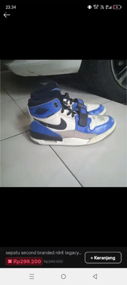 Sepatu second nike jordan legacy 312 strom blue size 41