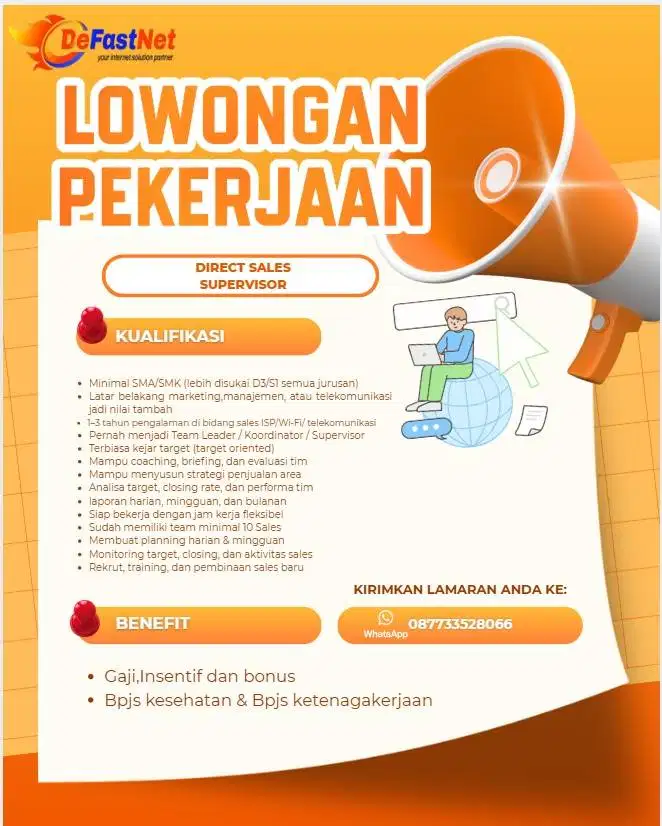Supervisor Provider WiFi Area Tangerang
