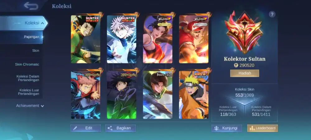 Jual akun sultan mlbb