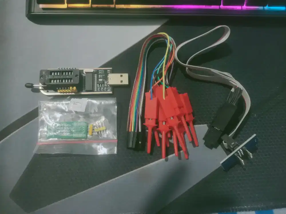 USB Programmer IC EEPROM-FLASH BIOS CH341+Penjepit SOP8+hook analyzer