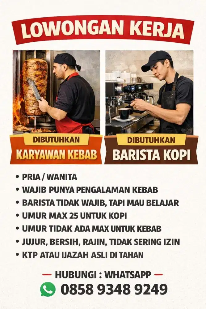 Lowongan barista dan kebab
