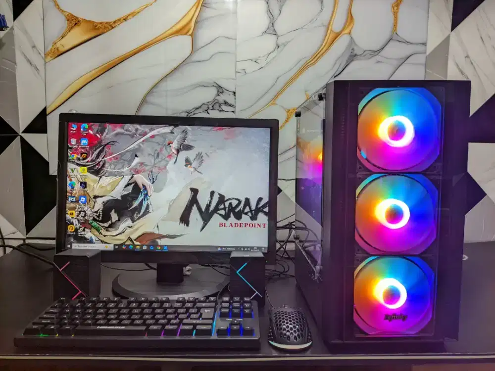 PC FULSET GAMING LAYAR 19IN WIDE VGA 6570 4GB DDR5 128BIT SIAP PAKAI