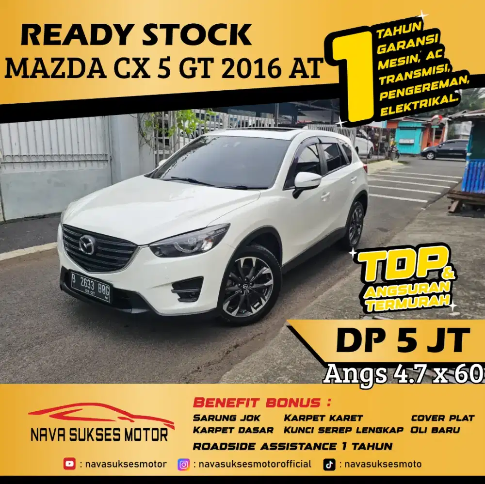 TDP 5 Jt Angs Termurah Mazda CX 5 GT 2016 Matic Putih Low Km Like New