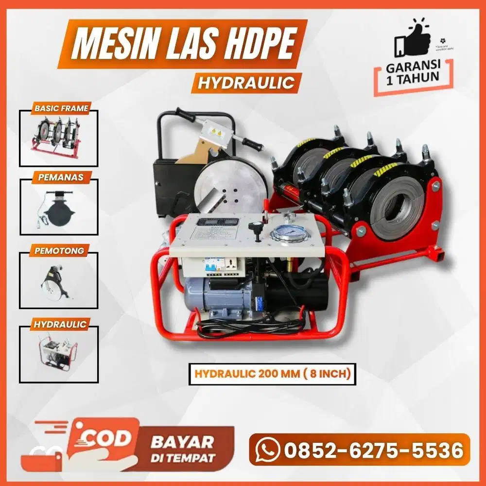 Mesin Las Pipa HDPE Hydraulic 200mm - Mesin Sambung Pipa Hdpe 8 Inch