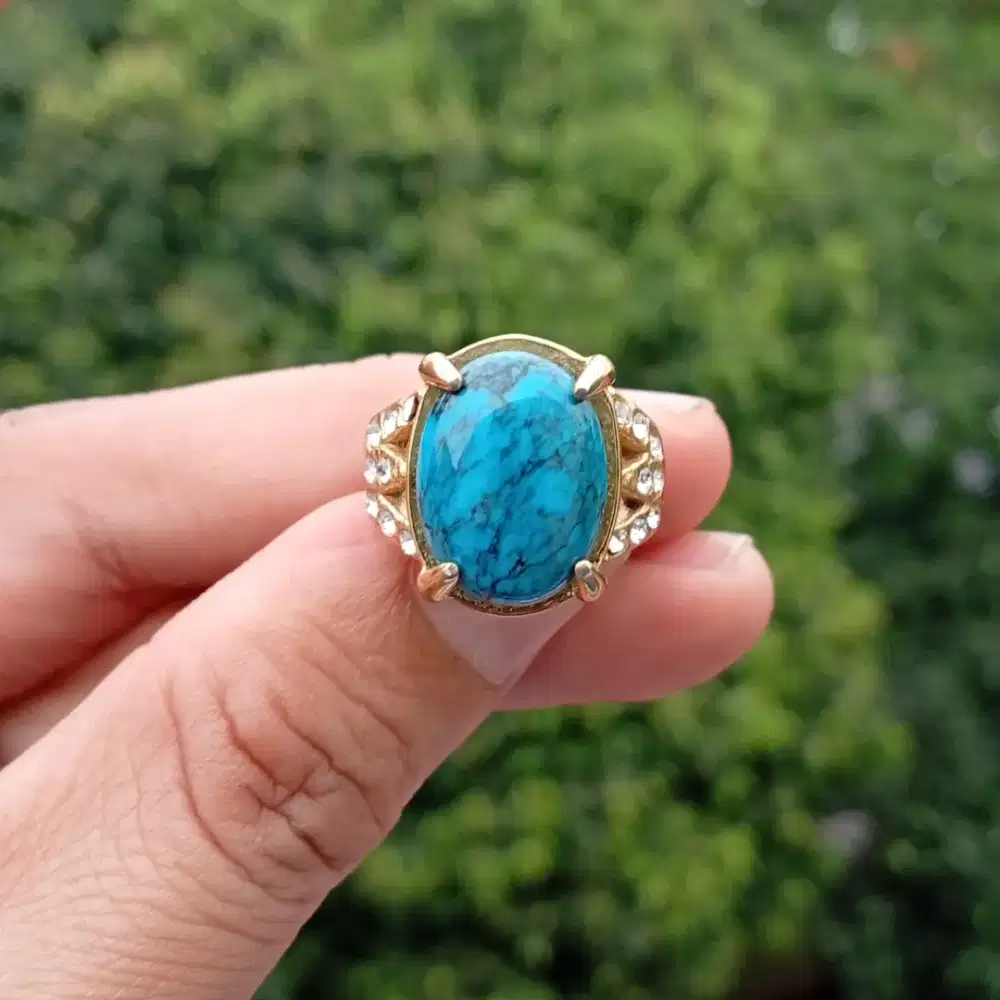 Ladies Style!! Batu Pirus Natural Blue Turquoise 7.55 ct Ring Titanium