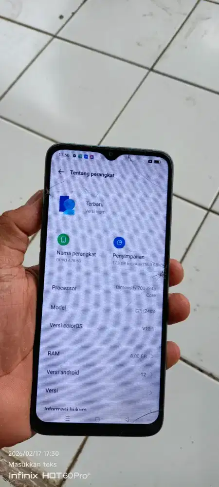OPO a78. 5g refurbis 8/256. Minus rtak SMA rada brbyang normal