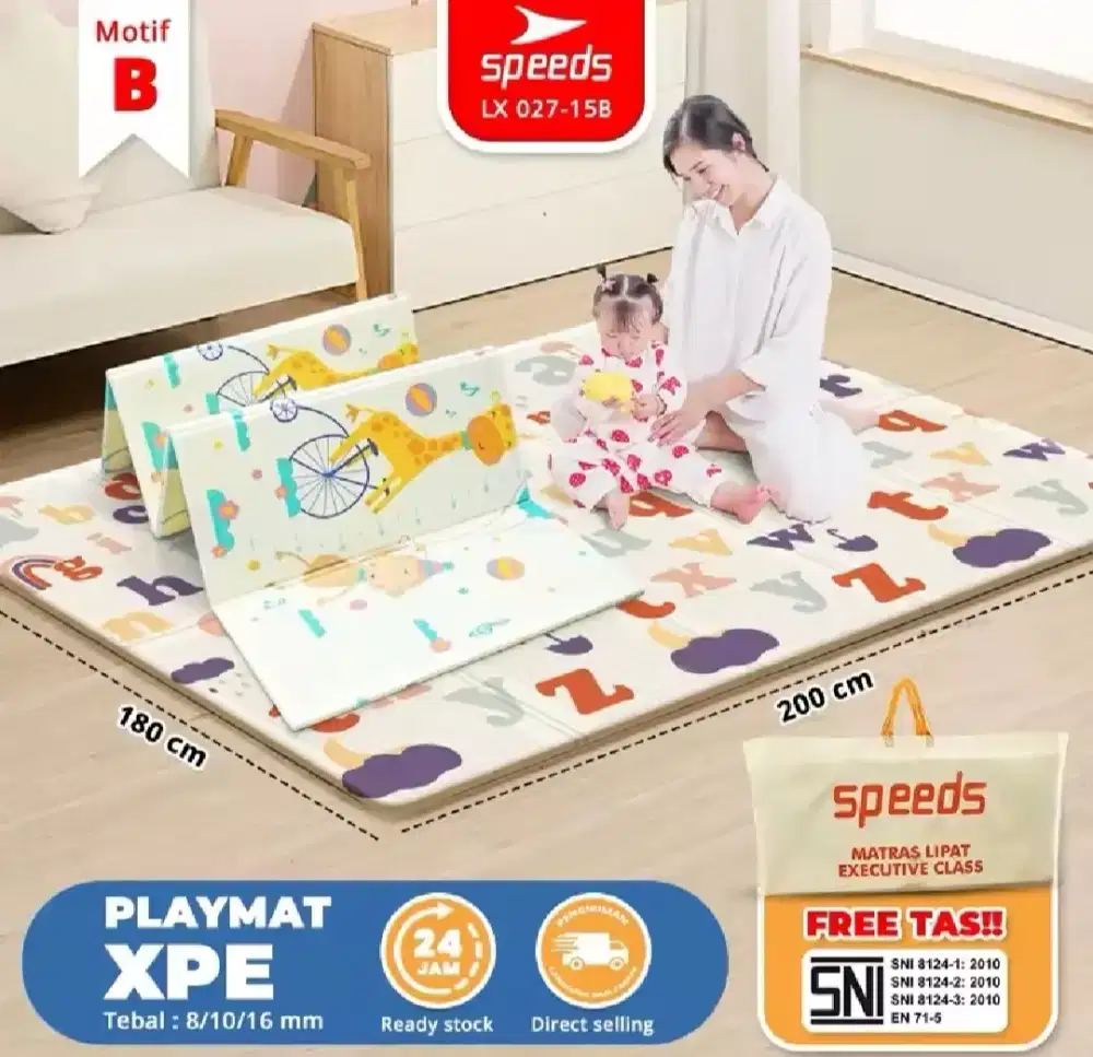 SPEEDS Playmat Bayi 180x200cm Merek SNI 10mm dan 8mm