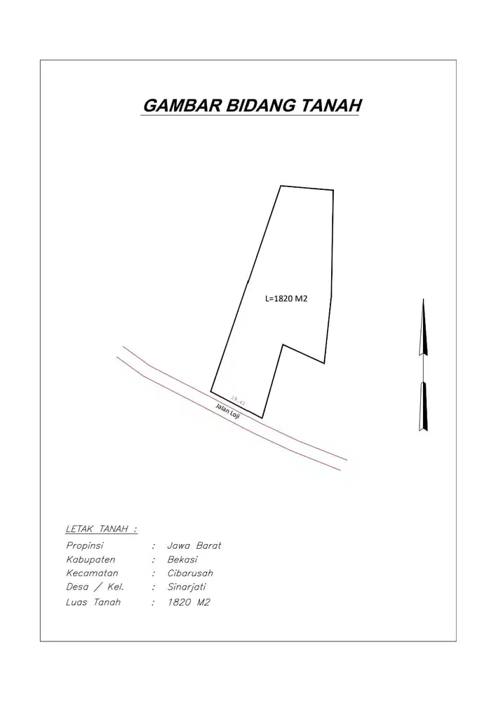 Tanah 1.820m2 pinggir jalan besar Cibarusah - cocok gudang/usaha