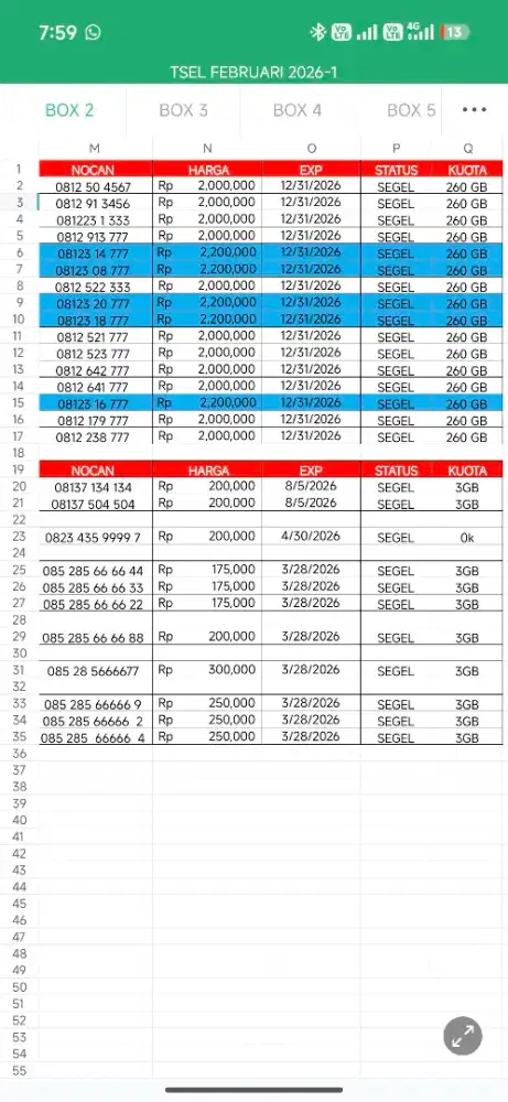 Nomor cantik Telkomsel 10 digit