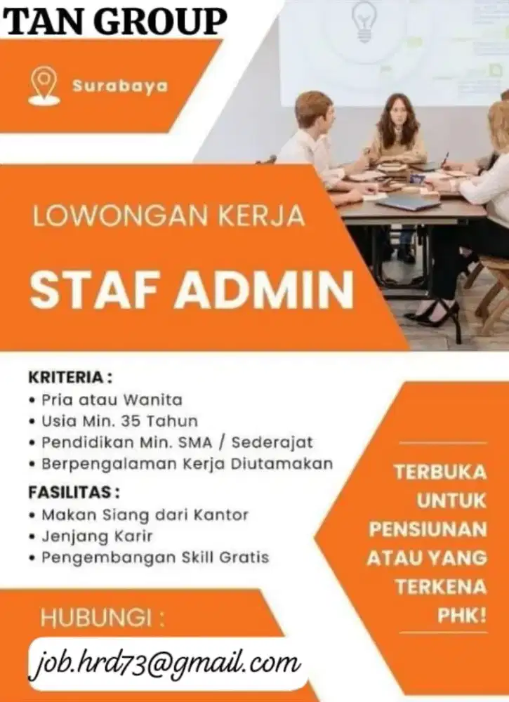 Dibutuhkan segera admin staff