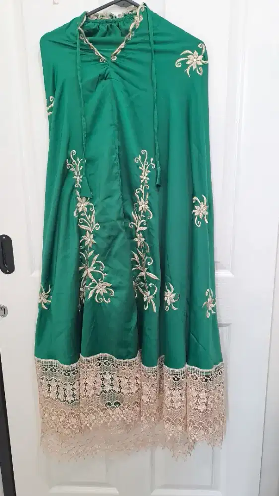 Mukena Bordir Renda Mewah Premium Emerald Green