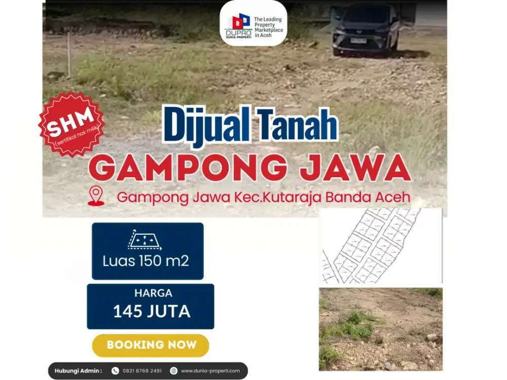 Dijual Tanah SHM 150 m² di Gampong Jawa, Kutaraja – Lokasi Strategis Banda Aceh