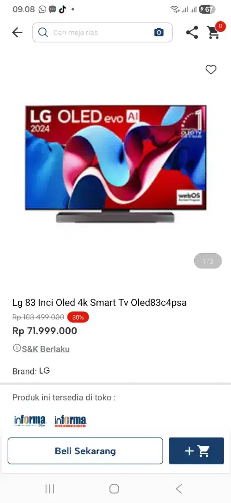 LG 83 inci qled 4k smart tv qled83