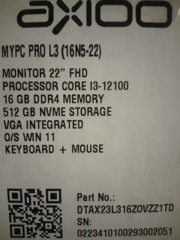 AXIOO MYPC PRO L3 (16N5-22)