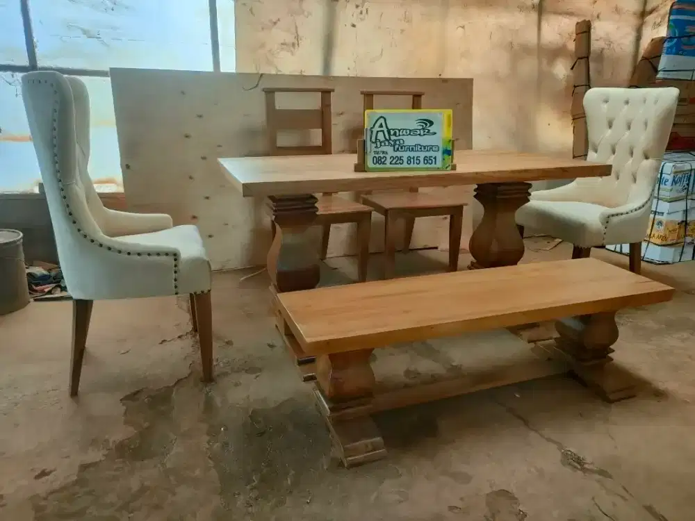 Meja makan minimalis full kayu jati