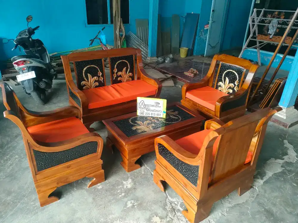 Kursi tamu semut set matras full kayu jati
