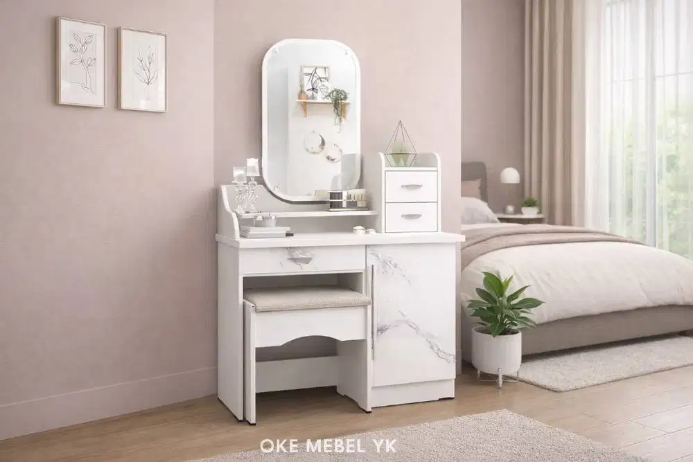 Meja Rias Minimalis Modern OVAL – Elegan & Fungsional